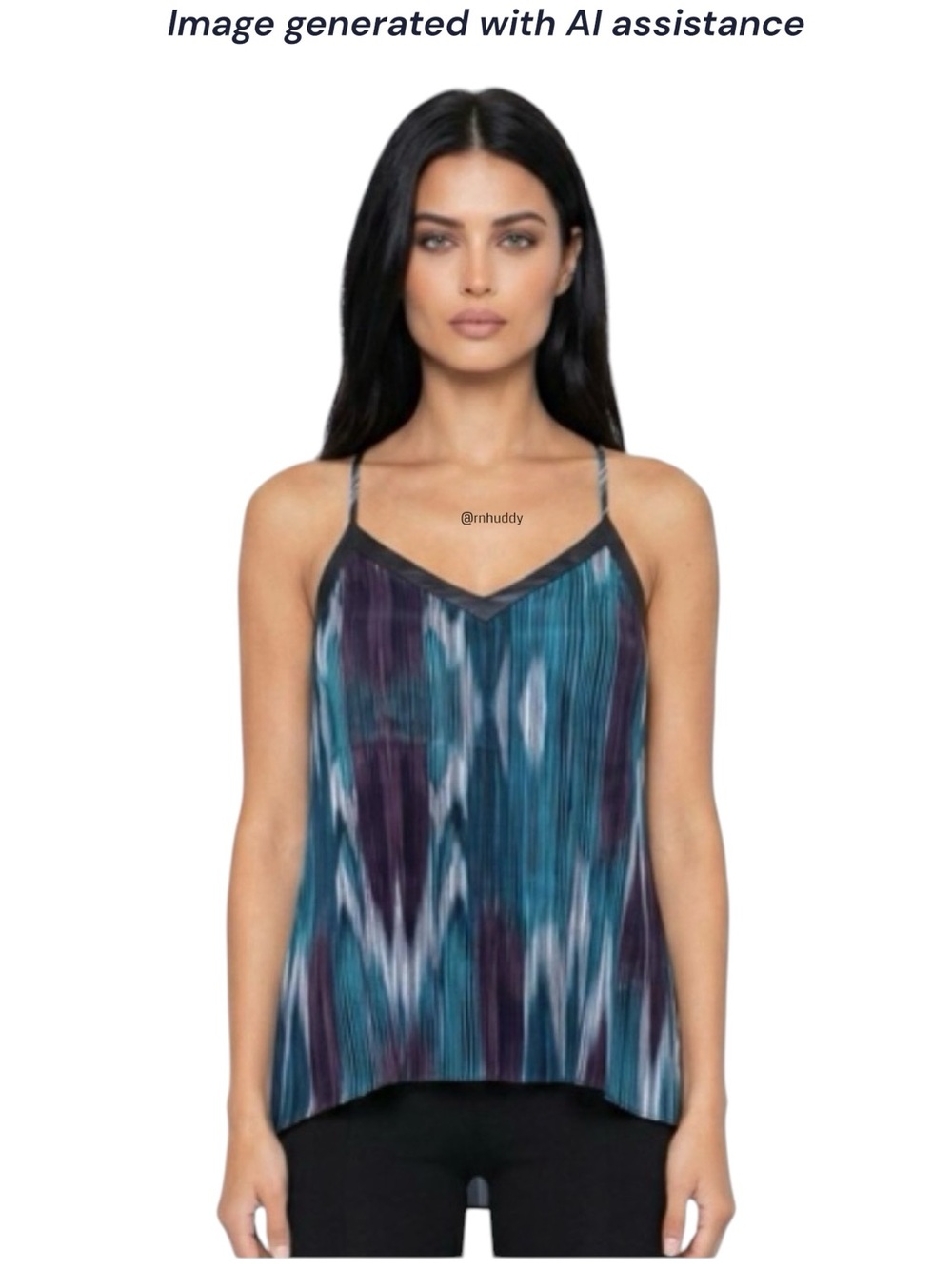 AS by DF S printed silk with leather trim camisole
